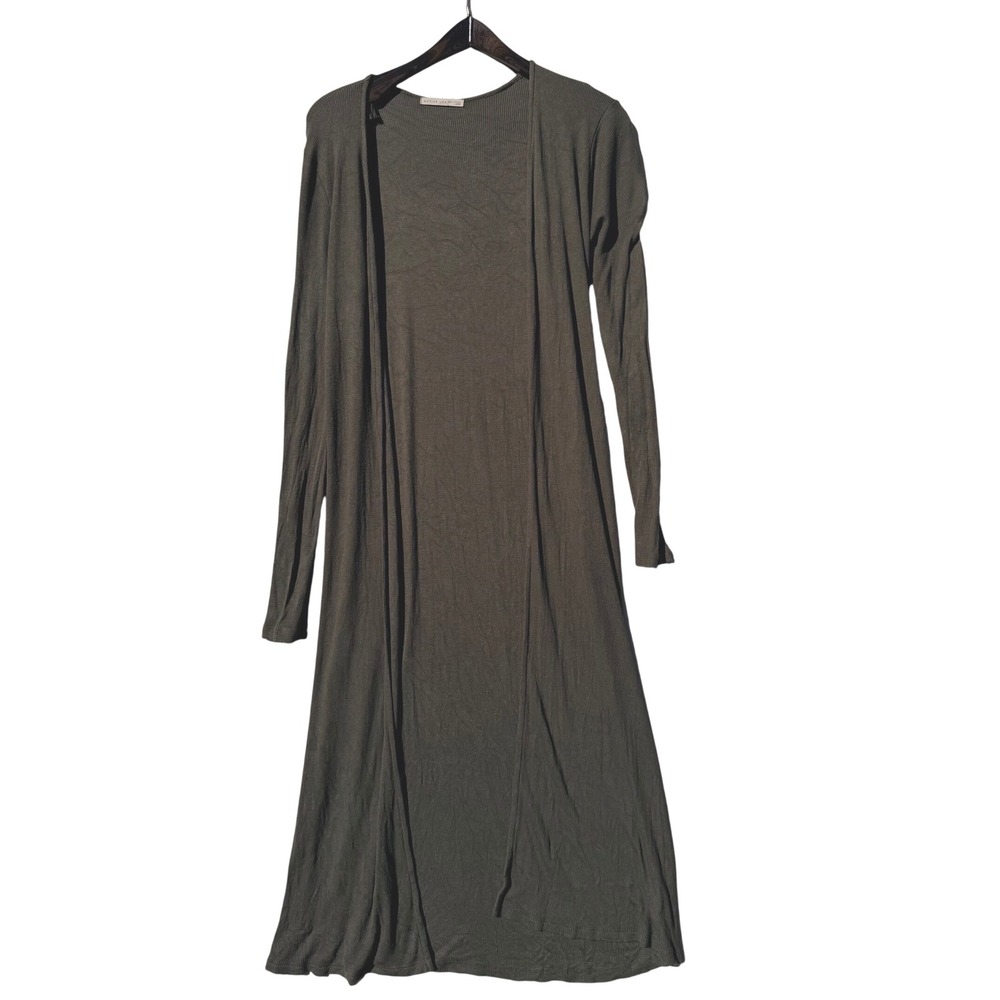 Active USA Olive Green Ribbed Longline Duster Cardigan J10181 Large